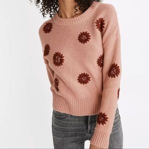 Madewell flower embroidered pullover sweater
